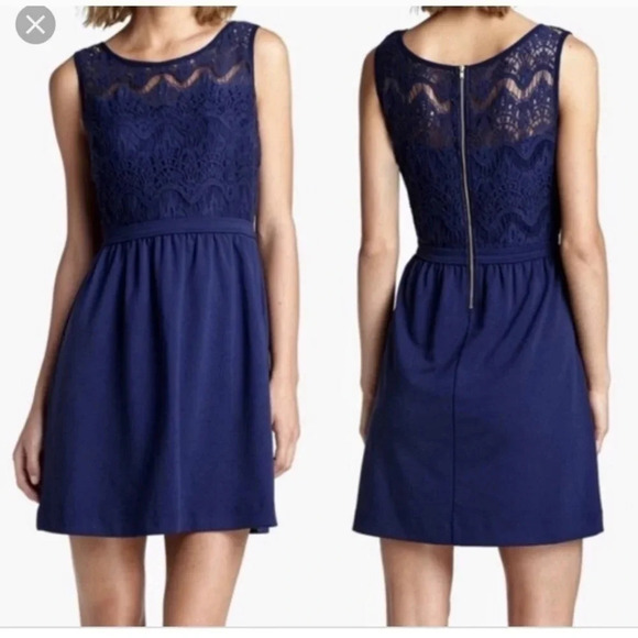Lilly Pulitzer navy sleeveless lace top dress - Picture 1 of 8